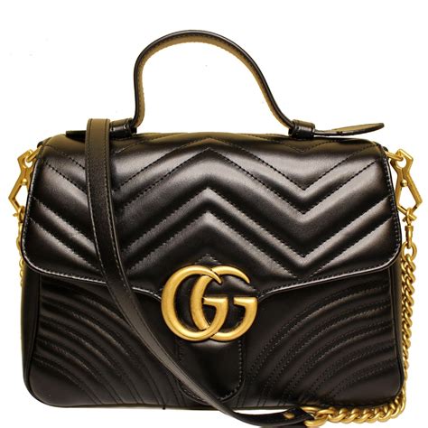 Gucci GG Marmont Small Top Handle Bag Black 